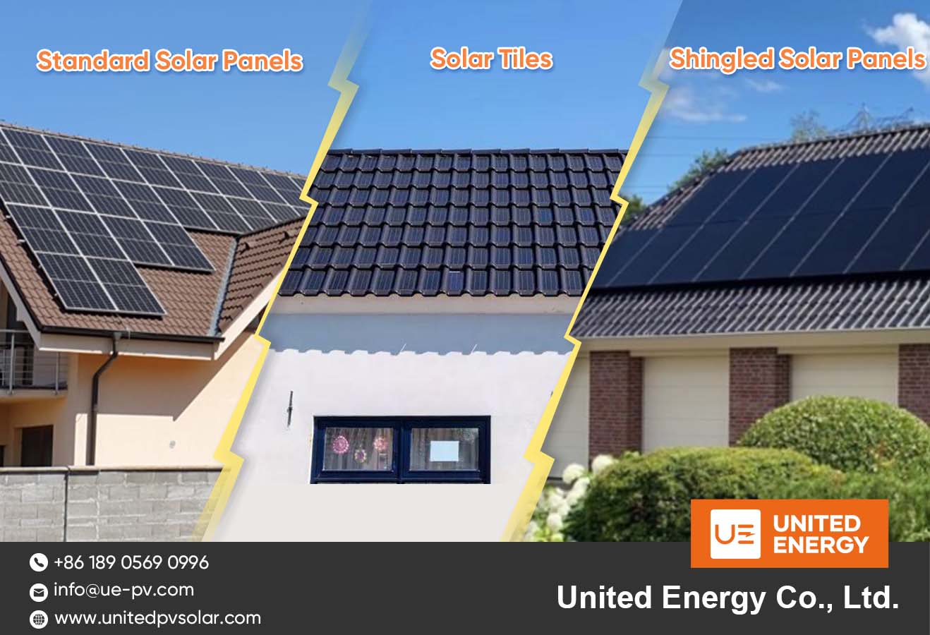 叠瓦太阳能电池板VS。太阳能瓷砖VS。标准太阳能电池板